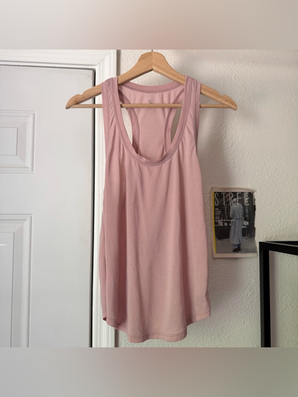 G. By GOOP pink dusty rose scoop racer back athetic cropped tencel knit tank top
